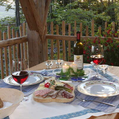 Terrasse Luxus Ferienhütten Bayerischer Wald